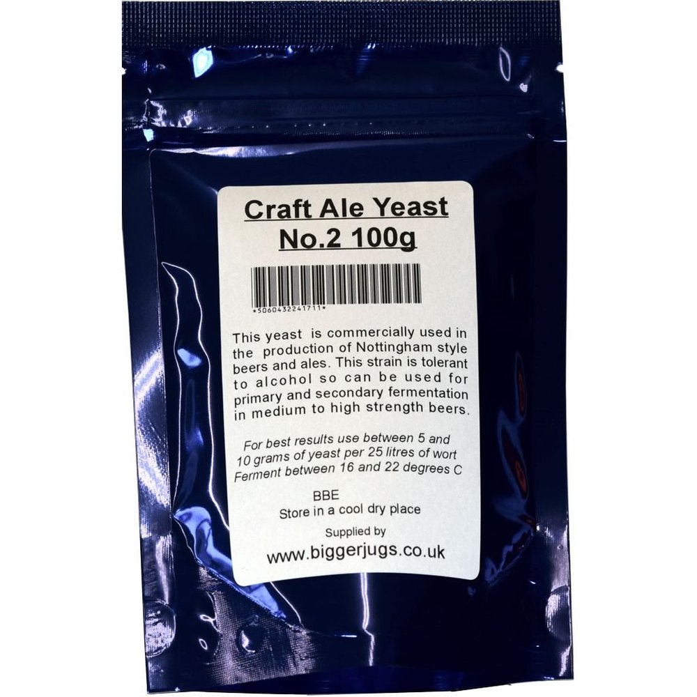 Bigger Jugs Craft Ale Yeast - No. 2 Blue Packet - 100g Resealable Pouch (100g, Blue Packet)