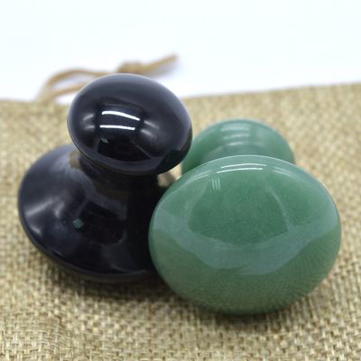 Obsidian & Green Aventurine Mushroom Massage Stones SPA Energy Stones for Therapy(2 PCS Packing)