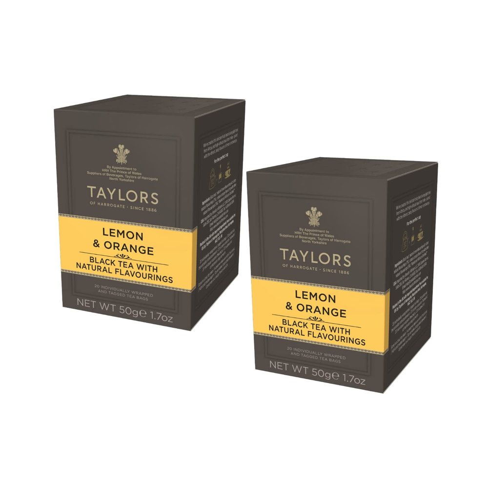 2 x 20 Individually Wrapped and Tagged Tea Bags Taylors Lemon & Orange Black Tea