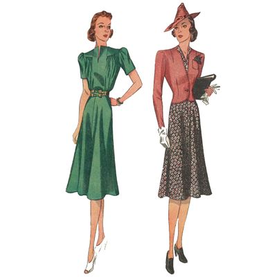 1930's Sewing Pattern: Dress & Jacket - Bust 30 (76.2cm)
