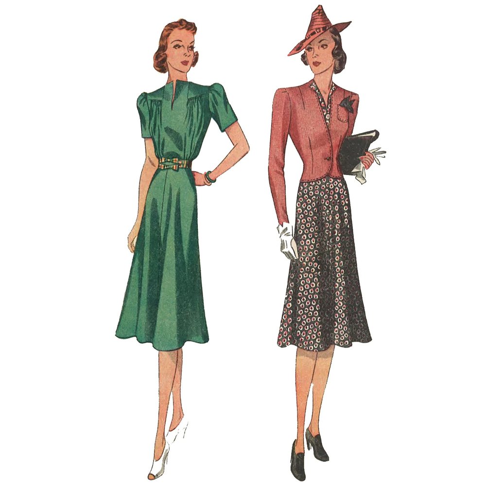 1930's Sewing Pattern: Dress & Jacket - Bust 30 (76.2cm)