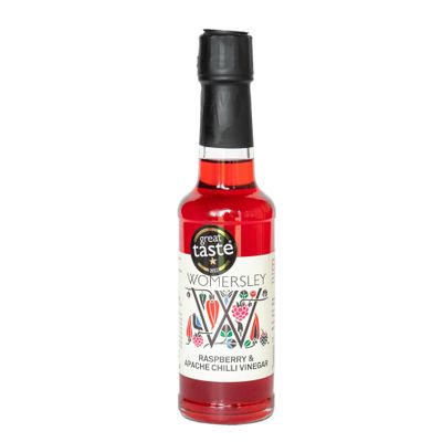 Raspberry & Apache Chilli | Fruit & Herb Vinegar | Flavoured Vinegar | Vegan & Vegetarian Natural Ingredients | delicious for cooking, stir fries, sauces & salad dressings (150ml bottle)