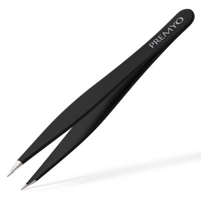 PREMYO Eyebrow Tweezers Pointed Tips - High Precision for Ingrown Hairs Splinter Plucking - Easy to Use Stainless Steel