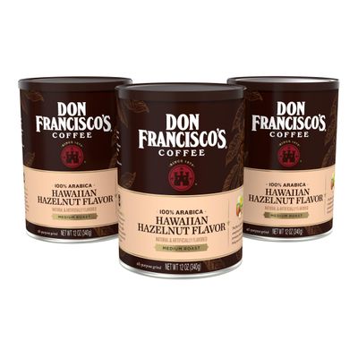 Don Francisco's, Hawaiian Hazelnut Ground Coffee, 12oz Canister (Pack of 3) by Don Francisco
