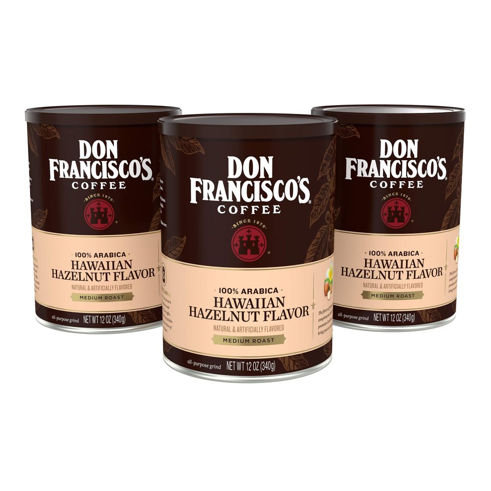 Don Francisco's, Hawaiian Hazelnut Ground Coffee, 12oz Canister (Pack of 3) by Don Francisco