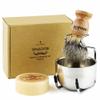 Anbbas Badger Hair Shaving Brush with Wood Handle,Goat Milk Shaving Soap 100g,Stainless Steel Shaving Stand and 2 Layers Shaving Bowl Perfect for Men Gift view 1