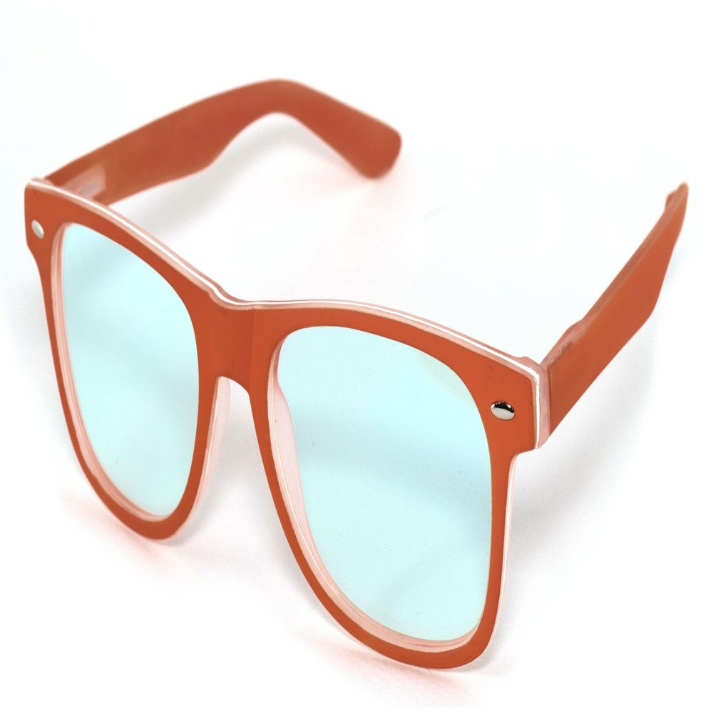 4sold Rubi Spring Hinges Classic Retro Style Computer Blue Light Blocking Glasses Anti Glare Fatigue Blocking Headaches Eye Strain Safety for Computer/Phone Transparent (Orange, 2.00)