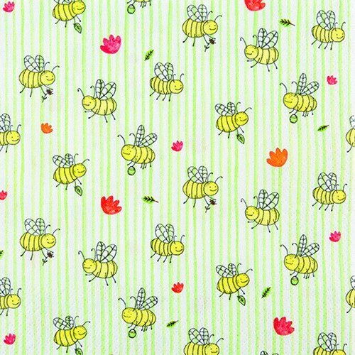 20 Napkins Anywhere Small Bees Animals/Forest/Summer 33 x 33 cm