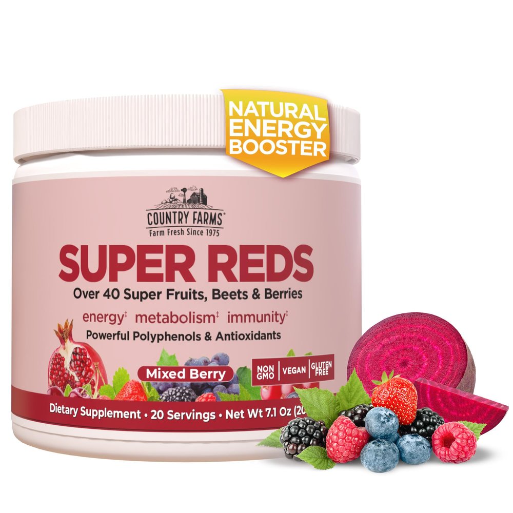 Country Farms Super Reds Energizing Polyphenol Superfood, Antioxidants, Drink Mix, 20 Servings