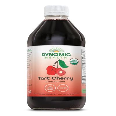 Dynamic Health 100% Unsweetened Pure Organic Certified Tart Cherry Juice Concentrate, 16-Ounce Glass Bottle