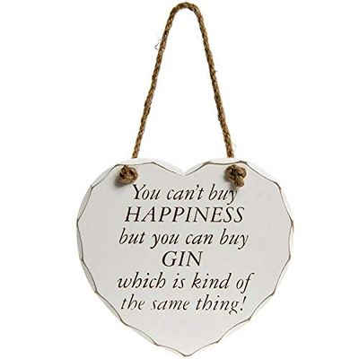 Heart Plaque "You can't buy HAPPINESS but you can buy GIN which is kind of the same thing!"