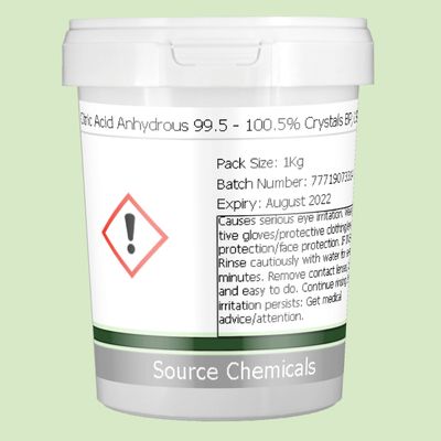 Citric Acid Anhydrous 99.5-100.5% Crystals BP Food Grade 1Kg