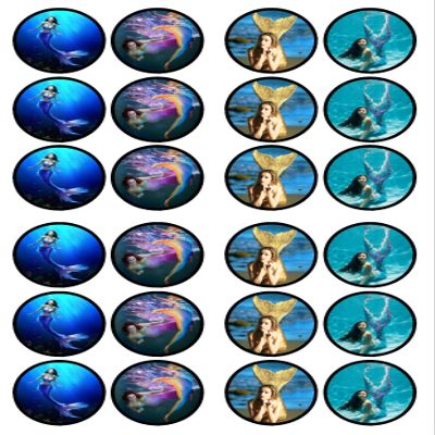 24 Mermaids Edible Wafer Paper Cupcake Toppers/Decorations