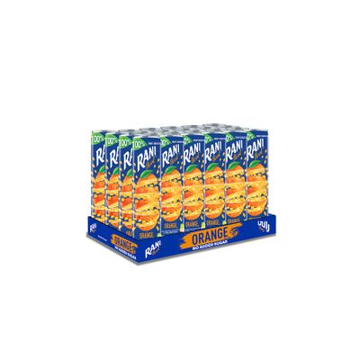 Rani Float Super Orange Fruit Drink with Real Fruit Pieces Can, 240ml - Pack of 24