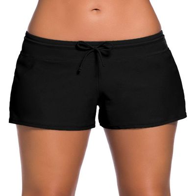 ChinFun Women's Board Shorts Swimswear Bottoms Tankini Swim Bathing Briefs Swimsuit Boardshorts Beach Trunks with Liner, 01-original Size-black, XXL