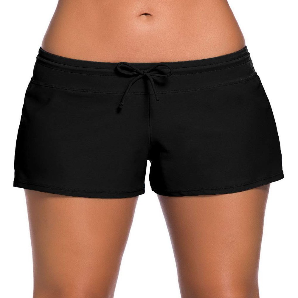 ChinFun Women's Board Shorts Swimswear Bottoms Tankini Swim Bathing Briefs Swimsuit Boardshorts Beach Trunks with Liner, 01-original Size-black, XXL