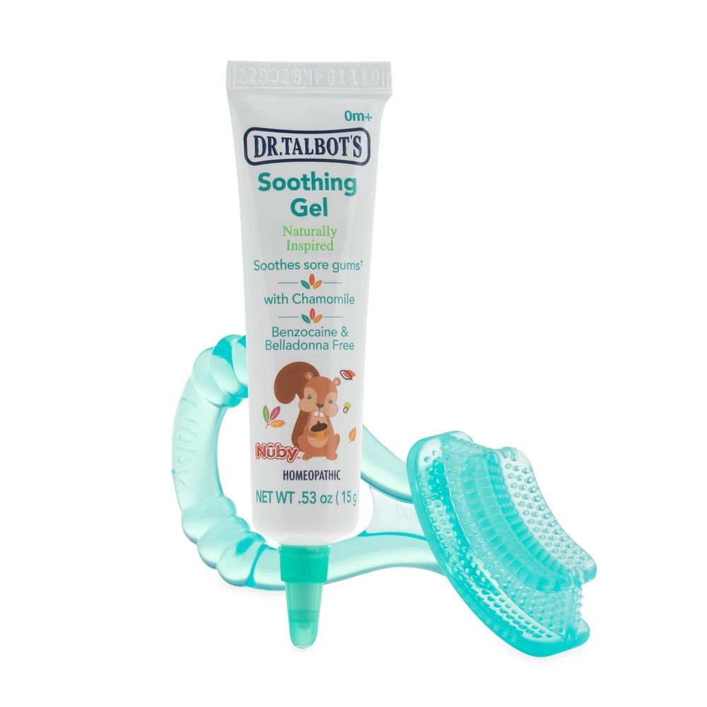 Dr. Talbot's All Natural Teething Gel with Bonus Silicone Massaging Toothbrush, 0.53 Ounce, Benzocaine Free