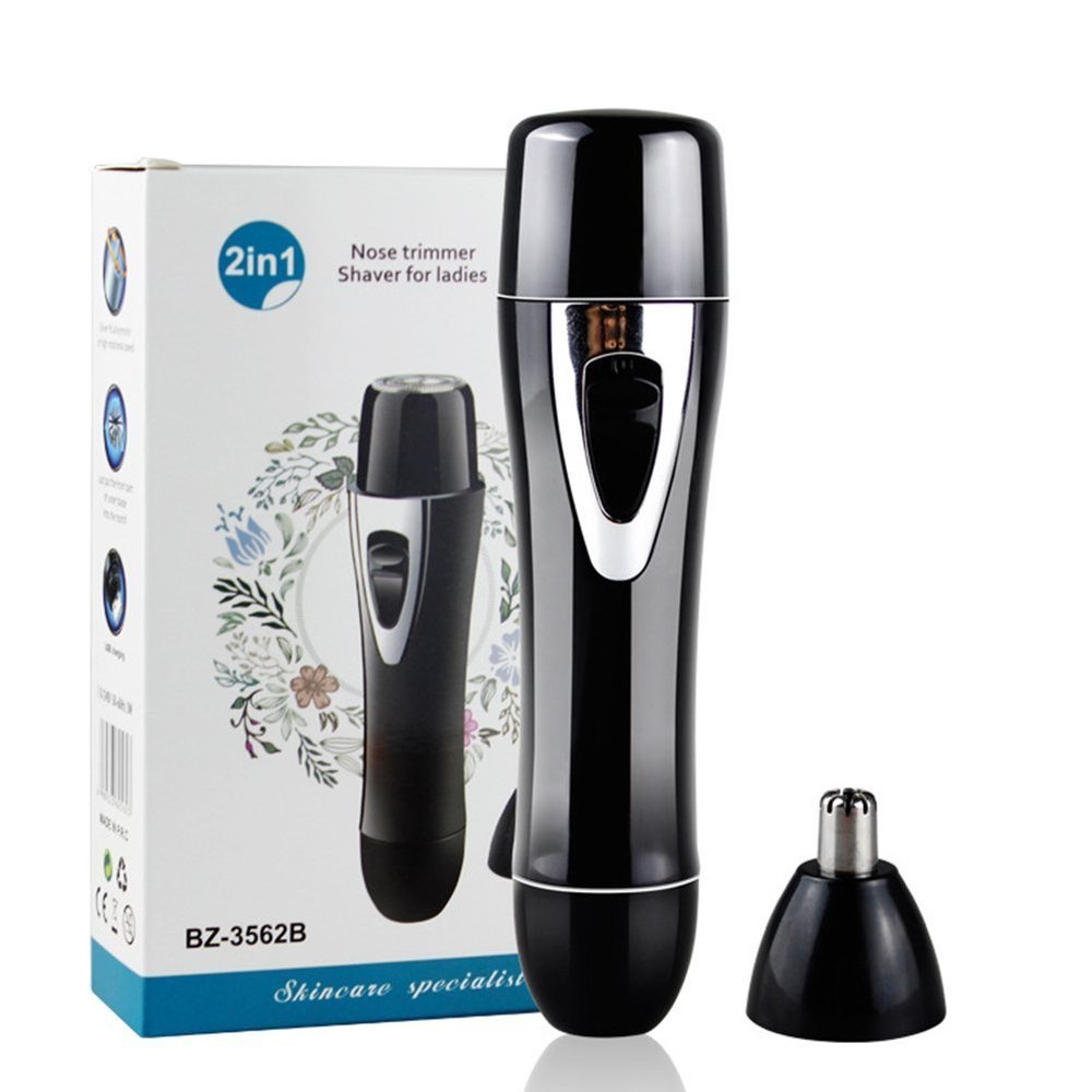 2 in 1 Rechargeable Electric Lady Shaver Wet & Dry Facial Hair Removal Razor Nose Hair Trimmer