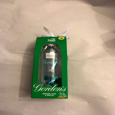 Gordons miniature, glass and truffles