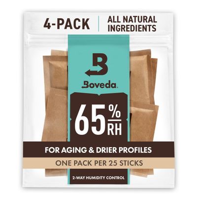 Boveda 65% Two-Way Humidity Control Packs For Aging & Long-Term Storage in Plastic & Wood Containers  Size 60  4 Pack  Moisture Absorbers  Humidifier Packs  Hydration Packets in Resealable Bag