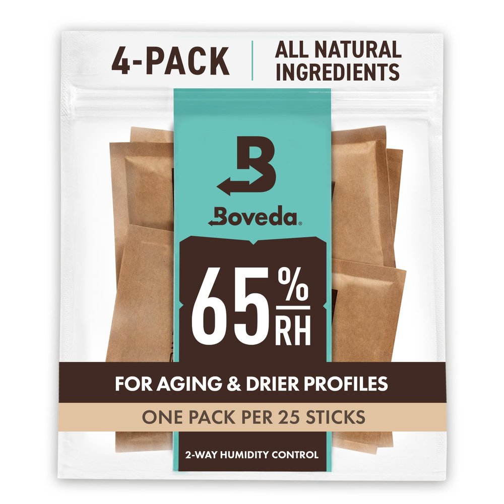 Boveda 65% Two-Way Humidity Control Packs For Aging & Long-Term Storage in Plastic & Wood Containers  Size 60  4 Pack  Moisture Absorbers  Humidifier Packs  Hydration Packets in Resealable Bag
