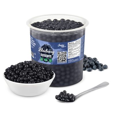 The Inspire Food Company Popping Boba Pearls for Bubble Tea - 3.2KG | Blueberry | Bursting Pearls Bubble | Real Fruit Juice For Shakes, Smoothie|100% Vegan & Glutenfree, No Artificial Colors