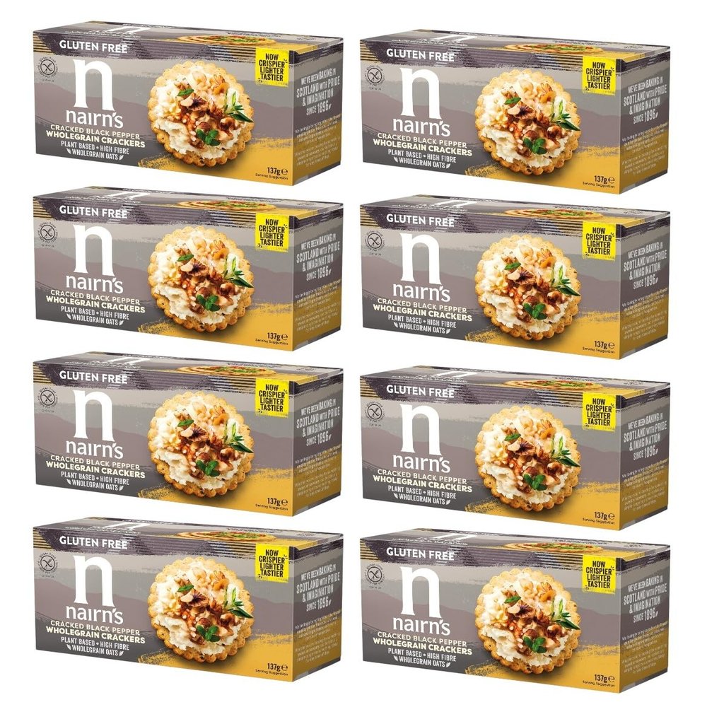 Nairns Gluten Free Cracked Black Pepper Crackers 1(Pack of 8)