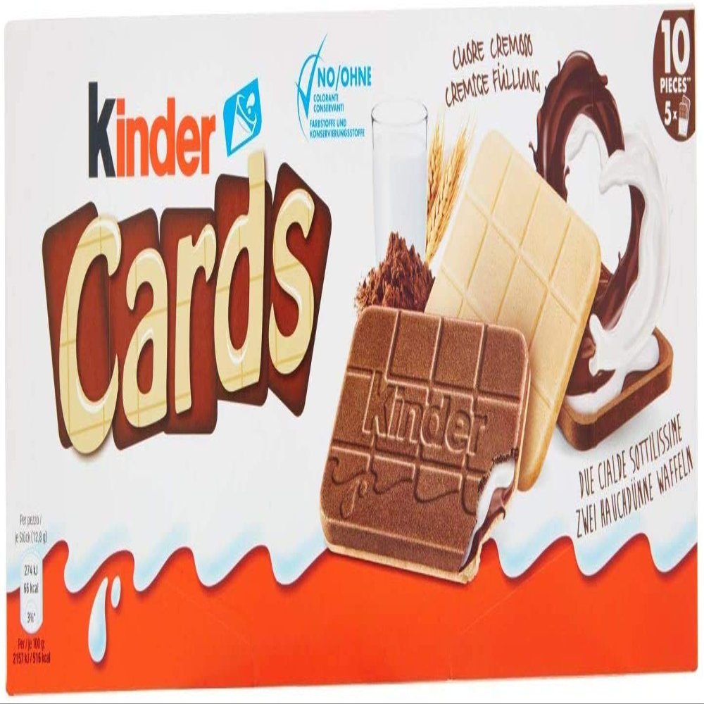 6x Kinder Cards Italian Wafer Biscuit Cookies Biscuits Cookies with Milk & White Chocolate 128g New!