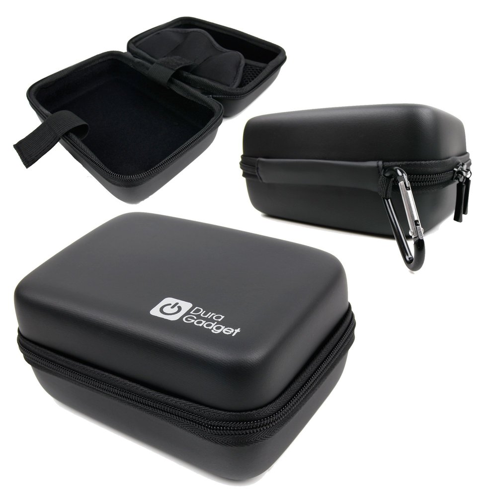 DURAGADGET Black Hard Shell EVA Box Case with Carabiner Clip & Twin Zips - Compatible with ThermoPro TP12 Meat Thermometer
