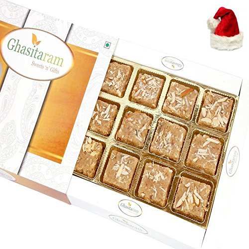 Ghasitaram Gifts Christmas Gifts Mithai Cake - Anjeer Chewy Delights in White Box