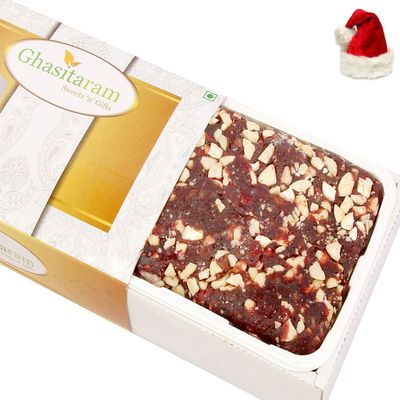 Ghasitaram Gifts Mithai Cake - Sugarfree Khajoor/Dates Cake With Santa Cap