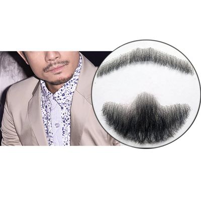 Remeehi Goatee Men's Beard Human Hair Lace Hand-Made Fake Facial Mustache Costume Pretend Guo