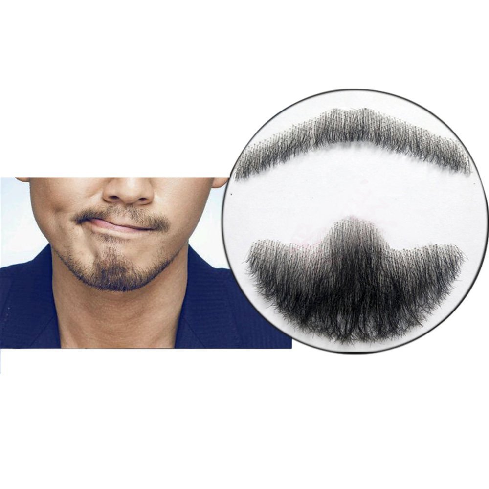 Remeehi Goatee Men's Beard Human Hair Lace Hand-Made Fake Facial Mustache Costume Pretend Zhong