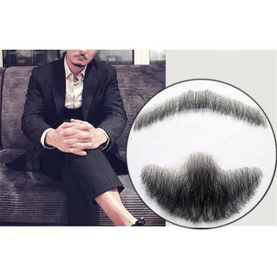 Remeehi Goatee Men's Beard Human Hair Lace Hand-Made Fake Facial Mustache Costume Pretend Yu