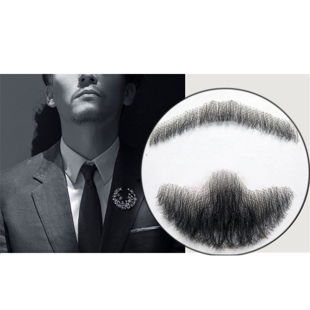 Remeehi Goatee Men's Beard Human Hair Lace Hand-Made Fake Facial Mustache Costume Pretend ZZhen