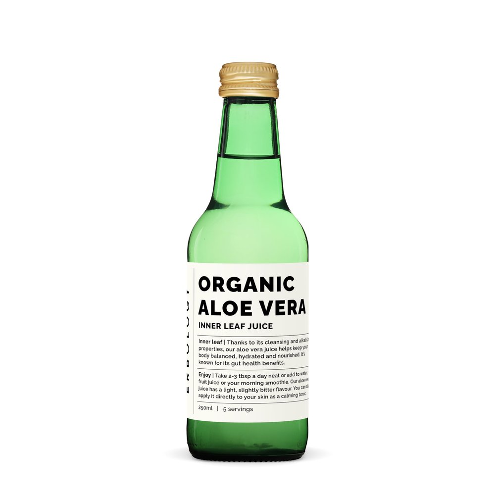 Erbology Organic Aloe Vera Inner Leaf Juice 250ml - Acemannan Polysaccharides > 1600mg/l - Supports Immunity and Gut Health - Sustainably Sourced in Spain - Unfiltered and Undiluted - No preservatives