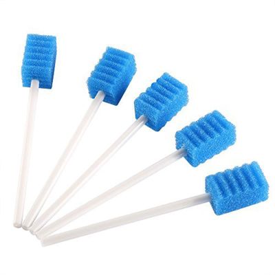 Disposable Oral Swabs, Sterile Dental Sponge Swabsticks Unflavored for Mouth or Gum Cleaning - 100 Count