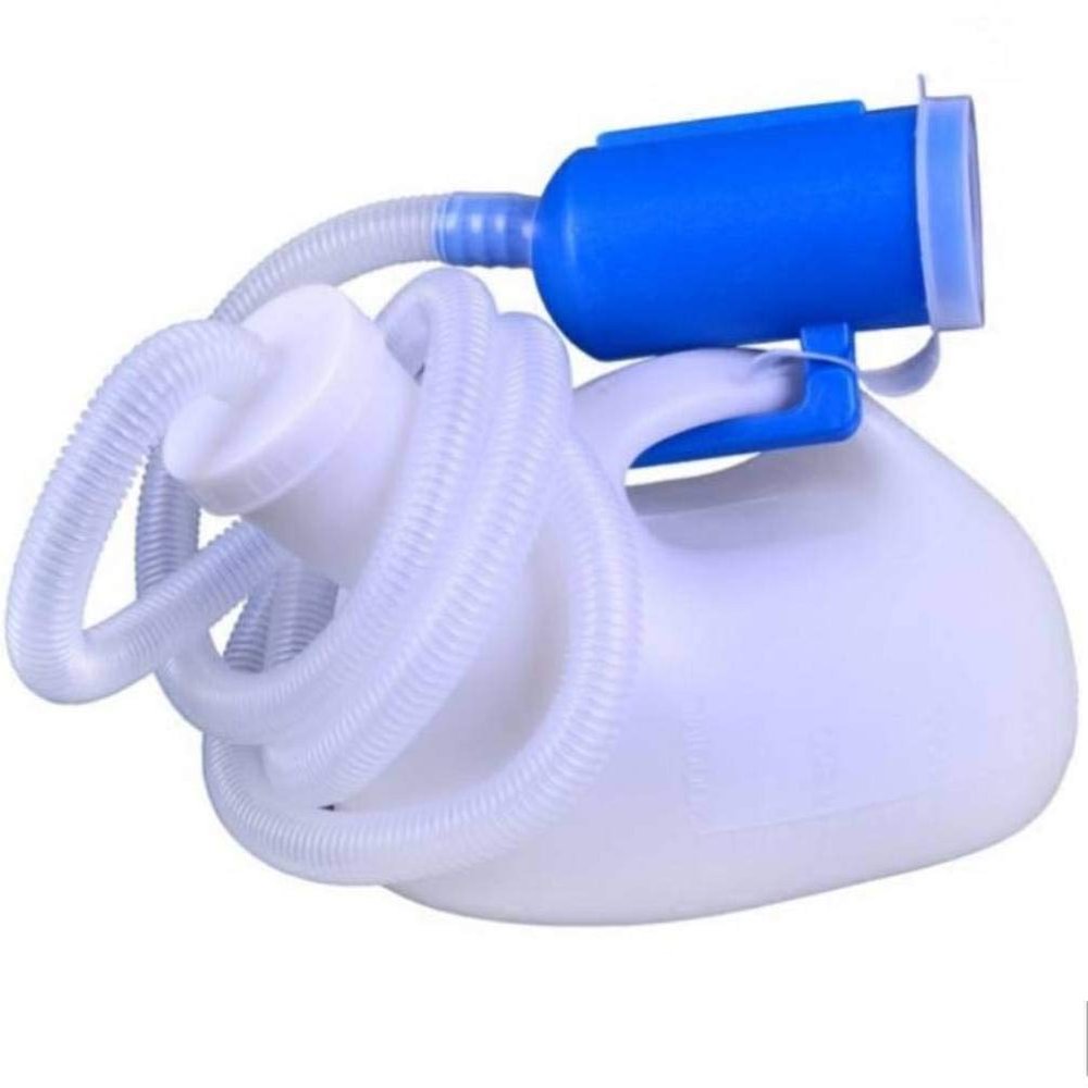 2000ml Male Urine Bottle with Cover, Portable Reuseable Spill-Proof Male Urinal System Urine Collector Container with 51" Long Tube