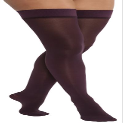 JOBST Opaque Thigh High with Silicone Dot Top Band, 20-30 mmHg Compression Stockings, Closed Toe, Small, Cranberry