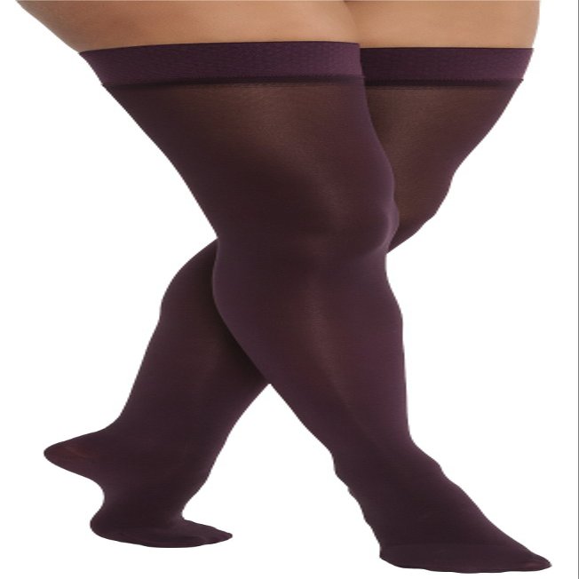 JOBST Opaque Thigh High with Silicone Dot Top Band, 20-30 mmHg Compression Stockings, Closed Toe, Small, Cranberry