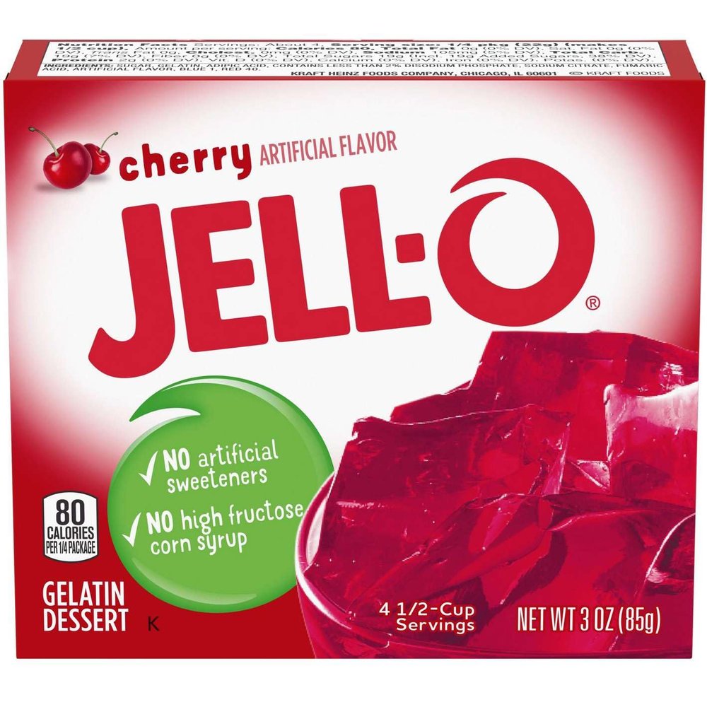 Jell-O Cherry Gelatin Dessert 85g Box