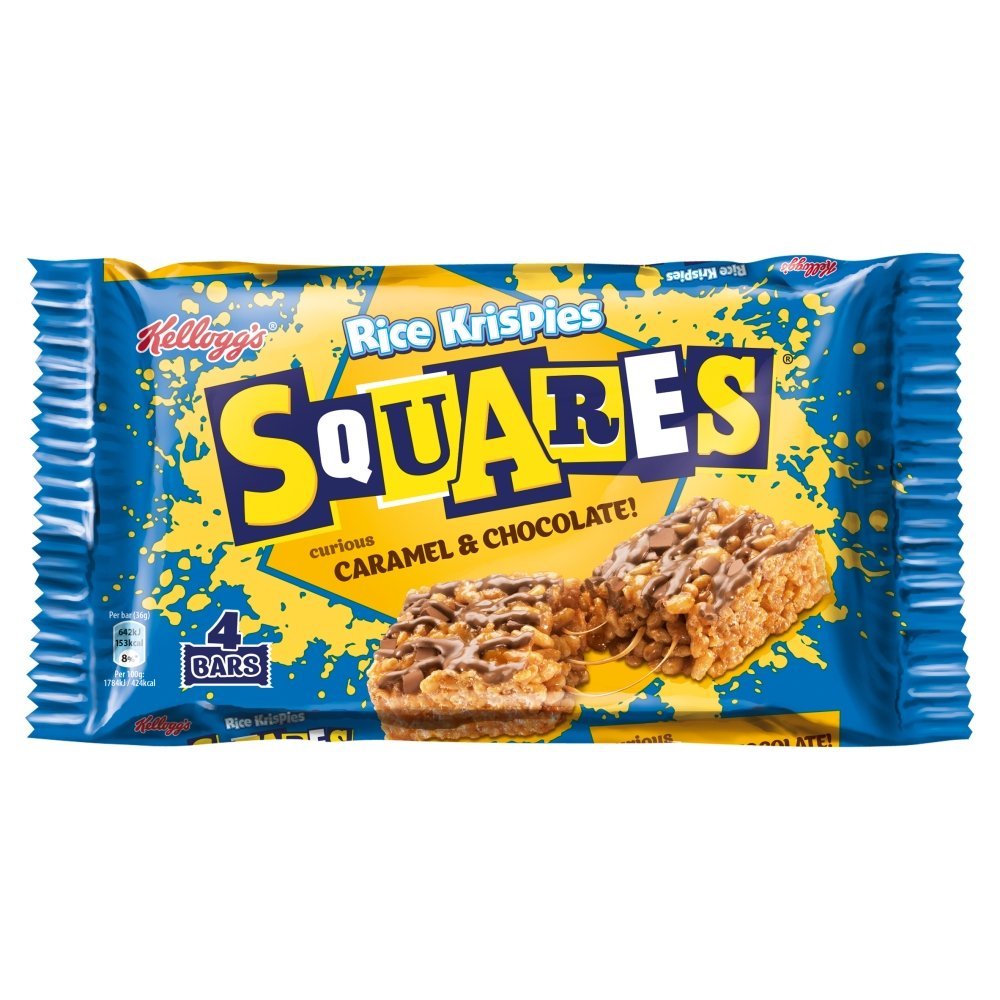 Kellogg's Rice Krispies Caramel and Chocolate Squares, 145 g, Pack of 18