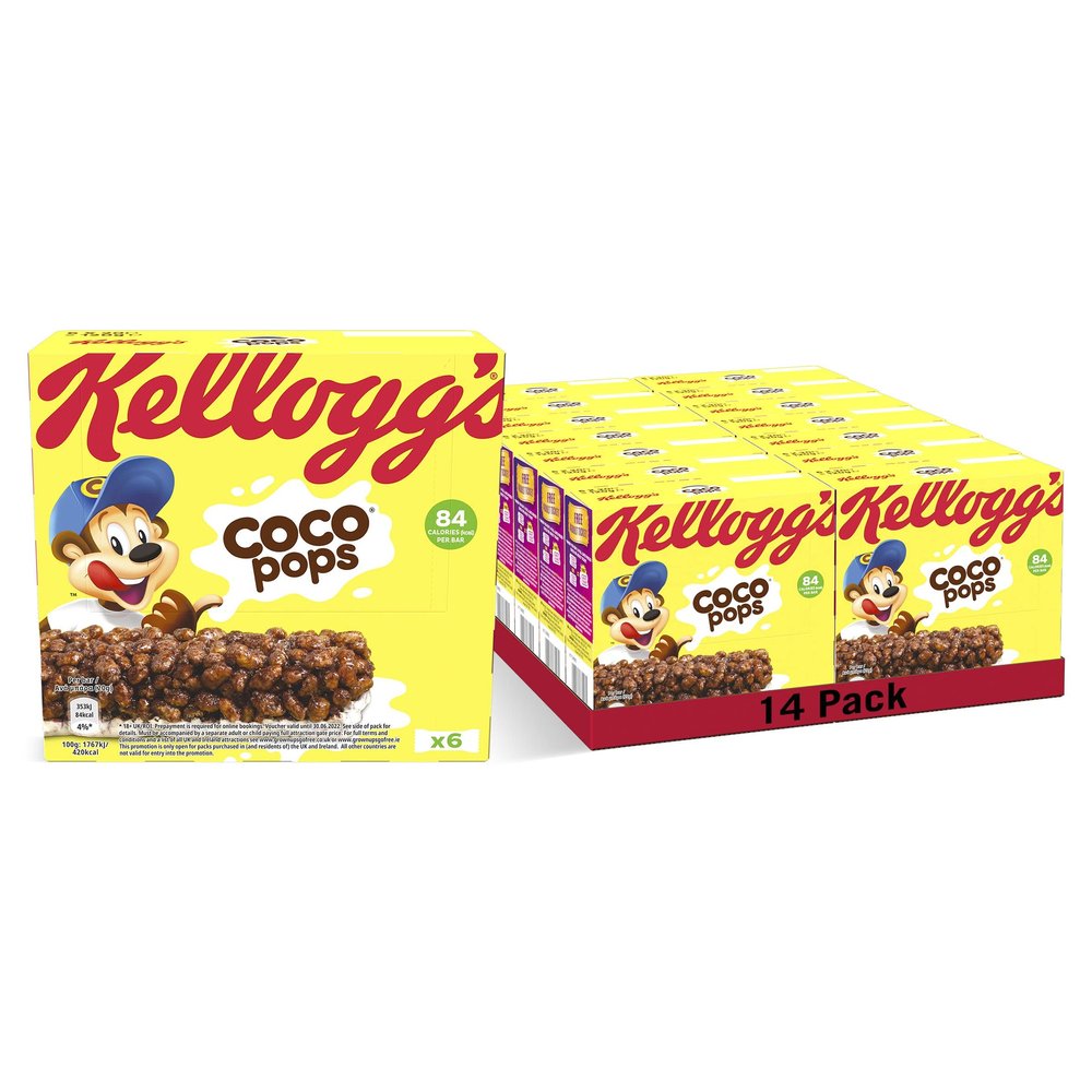 Kellogg's Coco Pops Cereal and Milk Bars Box, pack of 14 (6x20 g)