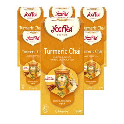Yogi Tea, Turmeric Chai, Organic Herbal Tea, Great for Golden Milk, Blend of Turmeric, Cinnamon and Ginger, 6 Packs x 17 Tea Bags (102 Teabags Total)