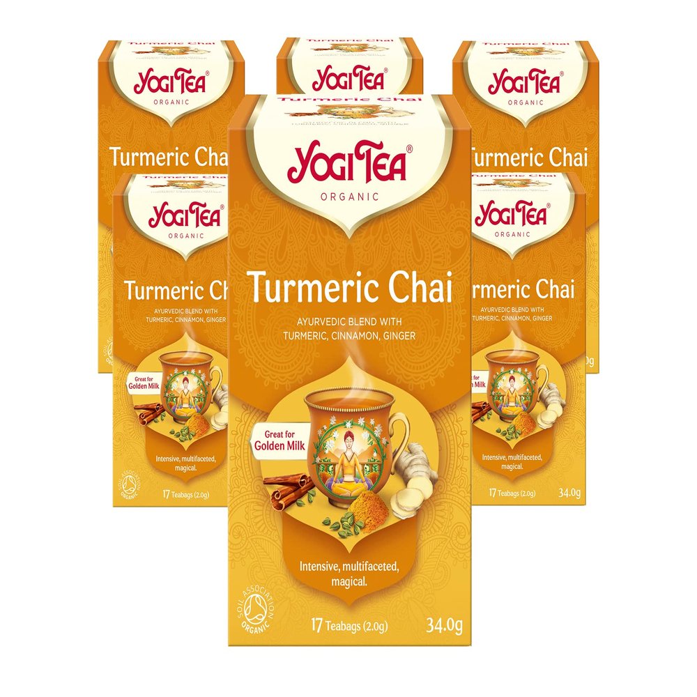 Yogi Tea, Turmeric Chai, Organic Herbal Tea, Great for Golden Milk, Blend of Turmeric, Cinnamon and Ginger, 6 Packs x 17 Tea Bags (102 Teabags Total)