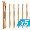 5 x E-Cron Bamboo Toothbrush (White) with Eco-friendly, 100% organic and biodegradable toothbrush with curved handle. Your Natural Dental Care with The clean and warm touch of The bamboo. view 1