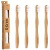 4 x E-Cron Bamboo Toothbrush (White) with Eco-friendly, 100% organic and biodegradable toothbrush with curved handle. Your Natural Dental Care with The clean and warm touch of The bamboo. view 1