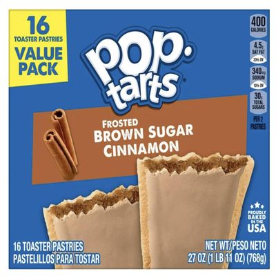 Kellogg's Pop-Tarts Frosted Brown Sugar Cinnamon - Toaster Pastries Breakfast for Kids, Value Pack (16 Count)