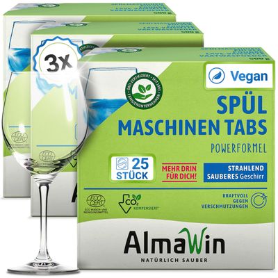 AlmaWin Dishwasher Tablets - 3 x Pack of 25
