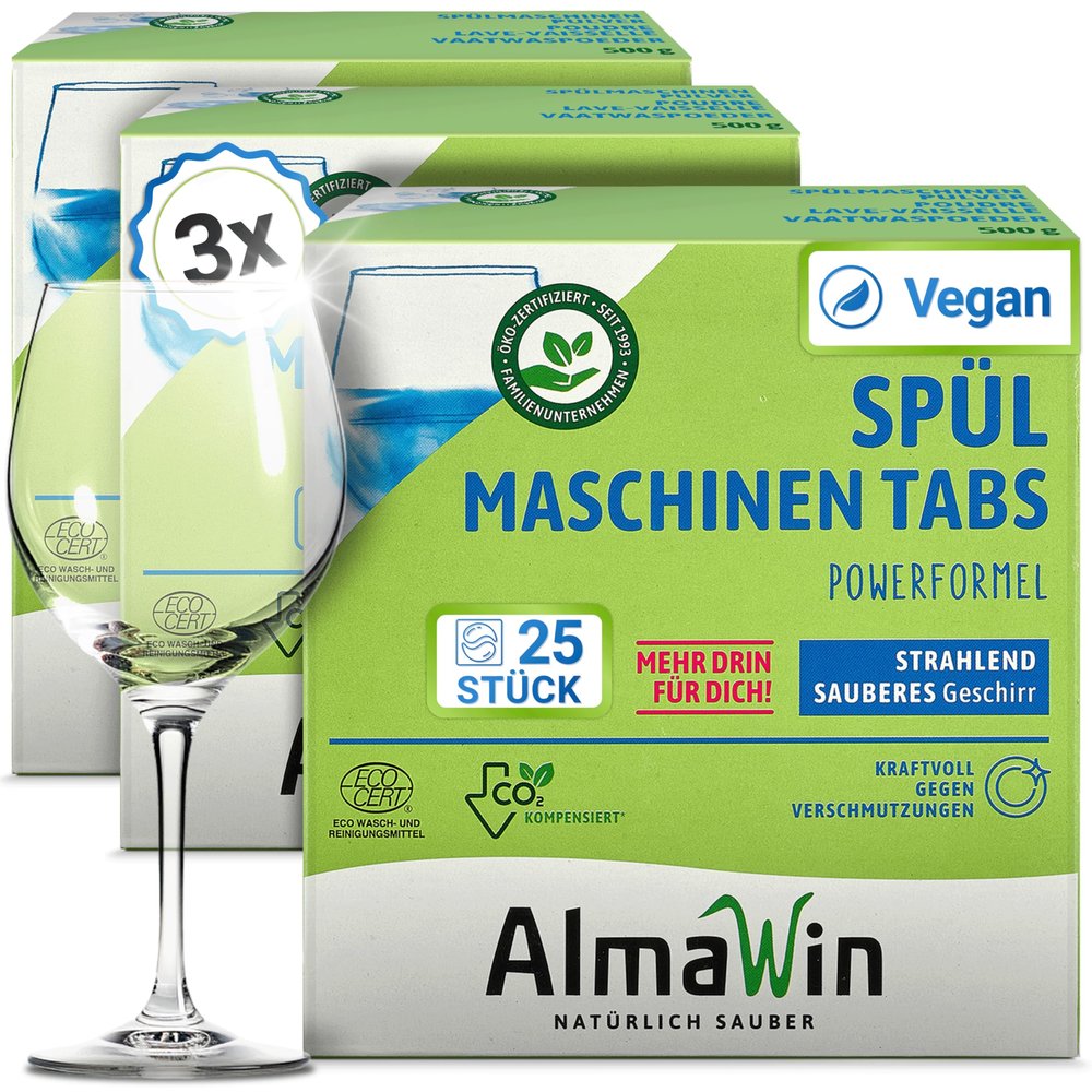 AlmaWin Dishwasher Tablets - 3 x Pack of 25